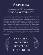 Saphira custom name art showing meaning and origin in navy blue