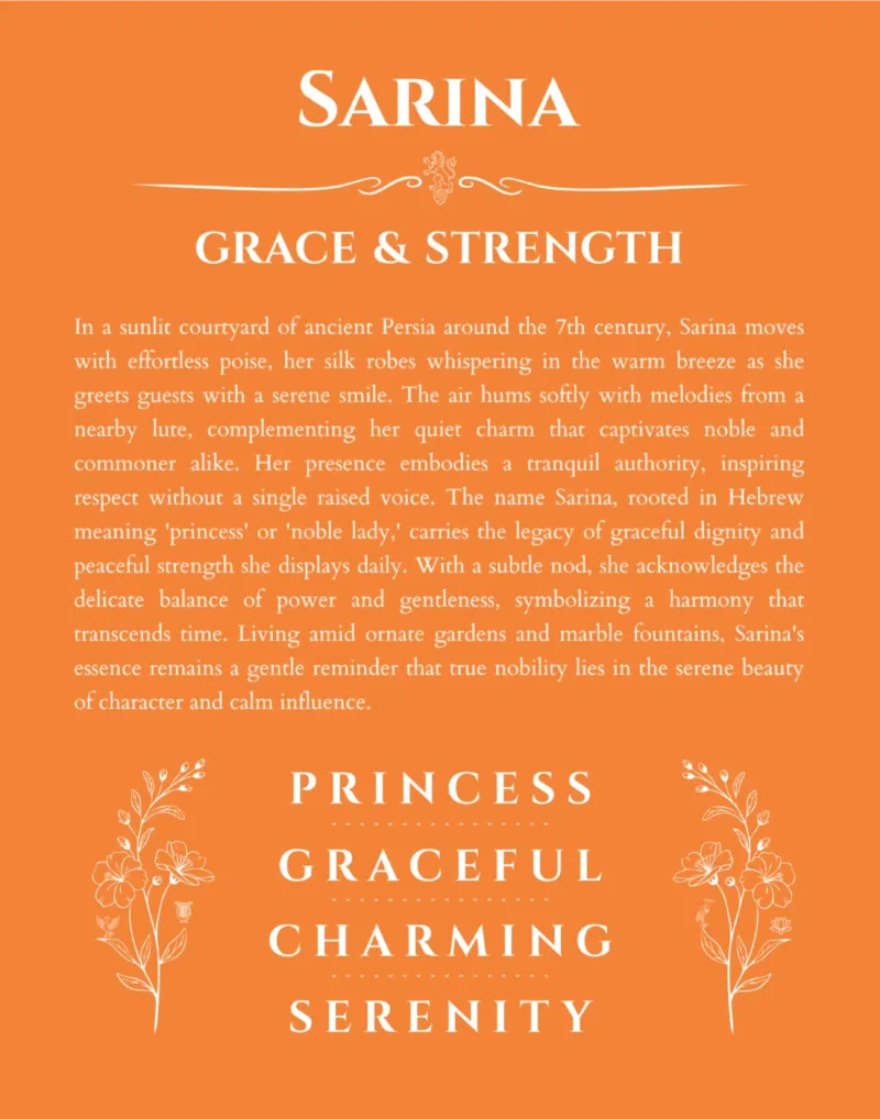 Sarina personalized name meaning print in orange