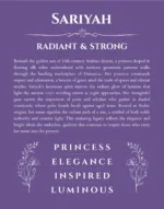 Sariyah personalized name art with origin story in purple