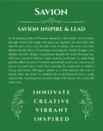 Savion personalized name print with origin and traits in dark green