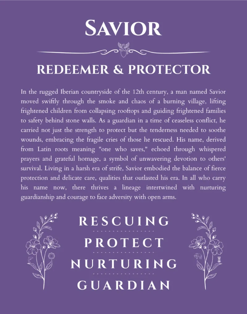 Savior custom name meaning print in purple