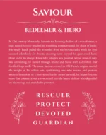 Saviour personalized wall art with the story of your name in red