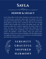 Sayla personalized name art with origin story in deep blue