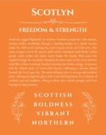 Scotlyn custom name art showing meaning and origin in orange