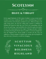 Scotlynn custom name art showing meaning and origin in dark green
