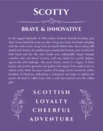 Scotty personalized name meaning print in purple