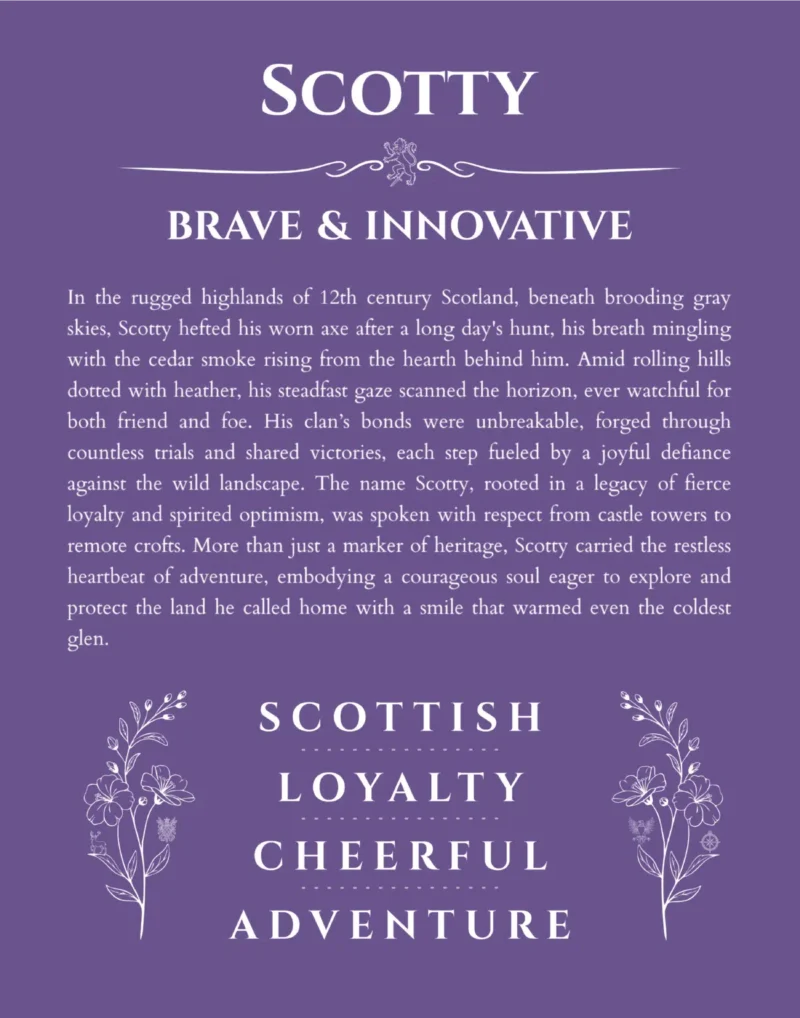 Scotty personalized name meaning print in purple
