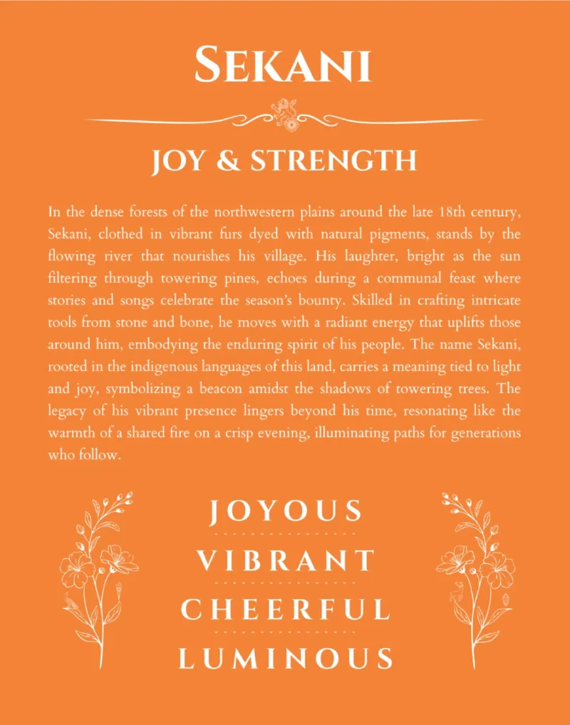 Sekani name meaning gift print in orange