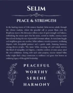 Selim name origin print with meaning and traits in navy blue