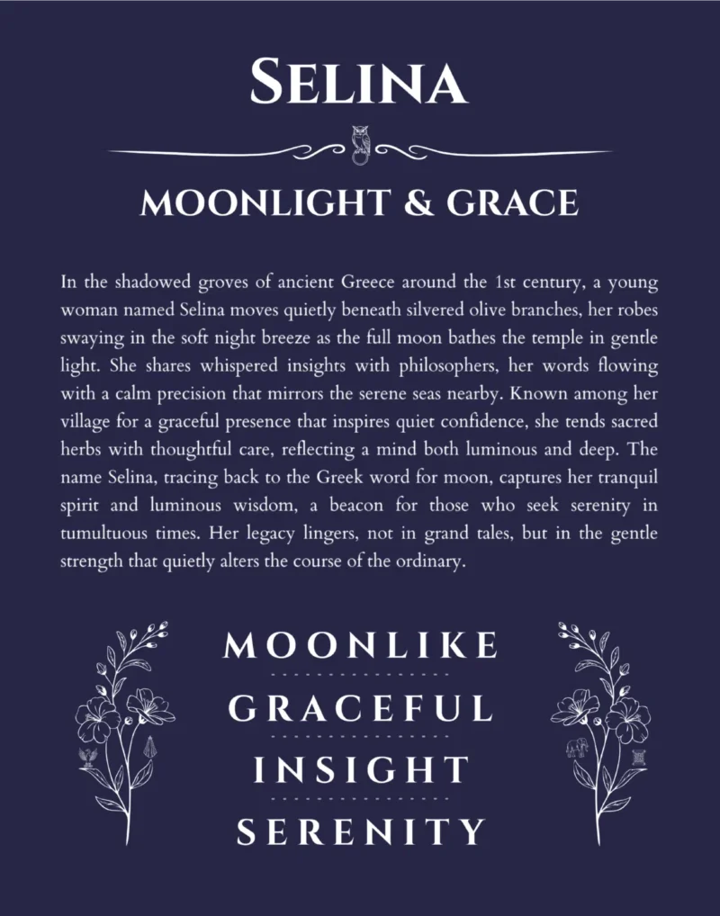 Selina personalized name meaning print in navy blue