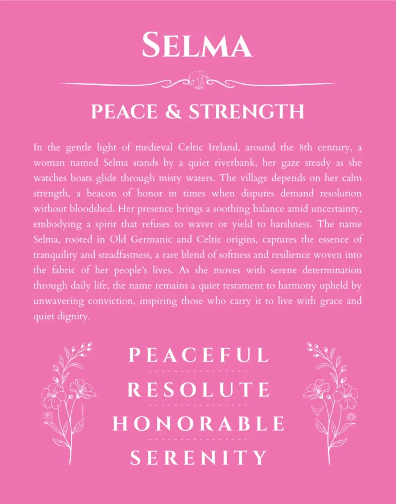 Selma personalized wall art with the story of your name in pink