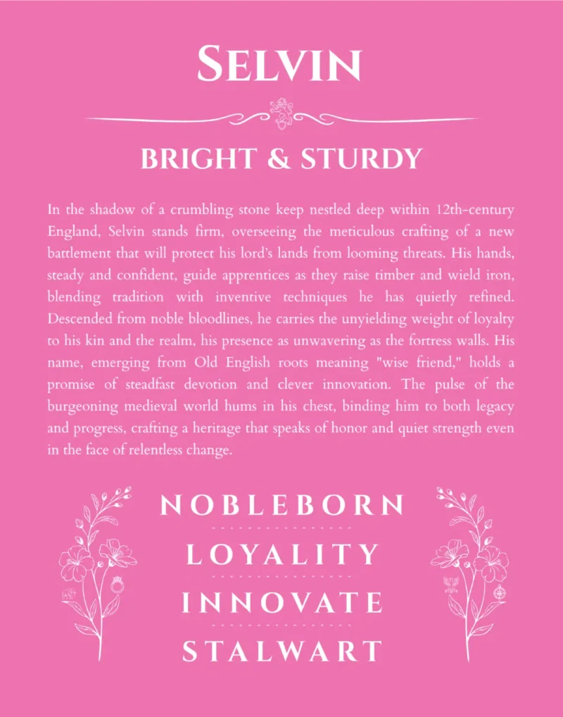 Selvin custom name meaning print in pink