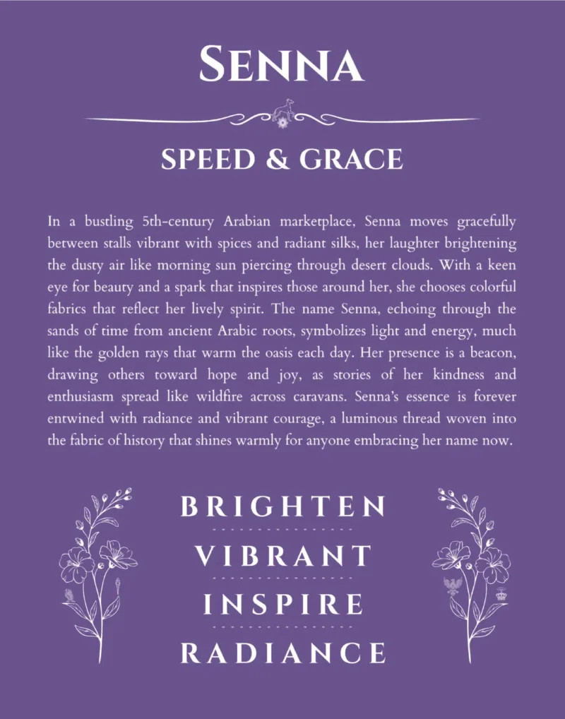 Senna personalized wall art with the story of your name in purple