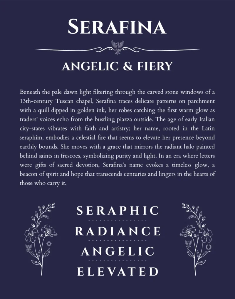 Serafina personalized name meaning print in navy blue