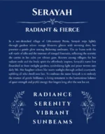 Serayah personalized name art with origin story in deep blue