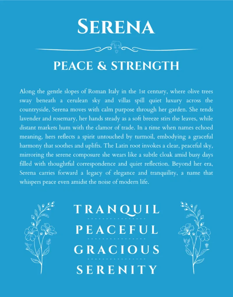 Serena personalized name meaning print in blue