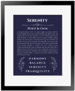Serenity name meaning wall art by Get Your Story in navy blue with black matte frame