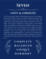 Seven name origin print with meaning and traits in deep blue
