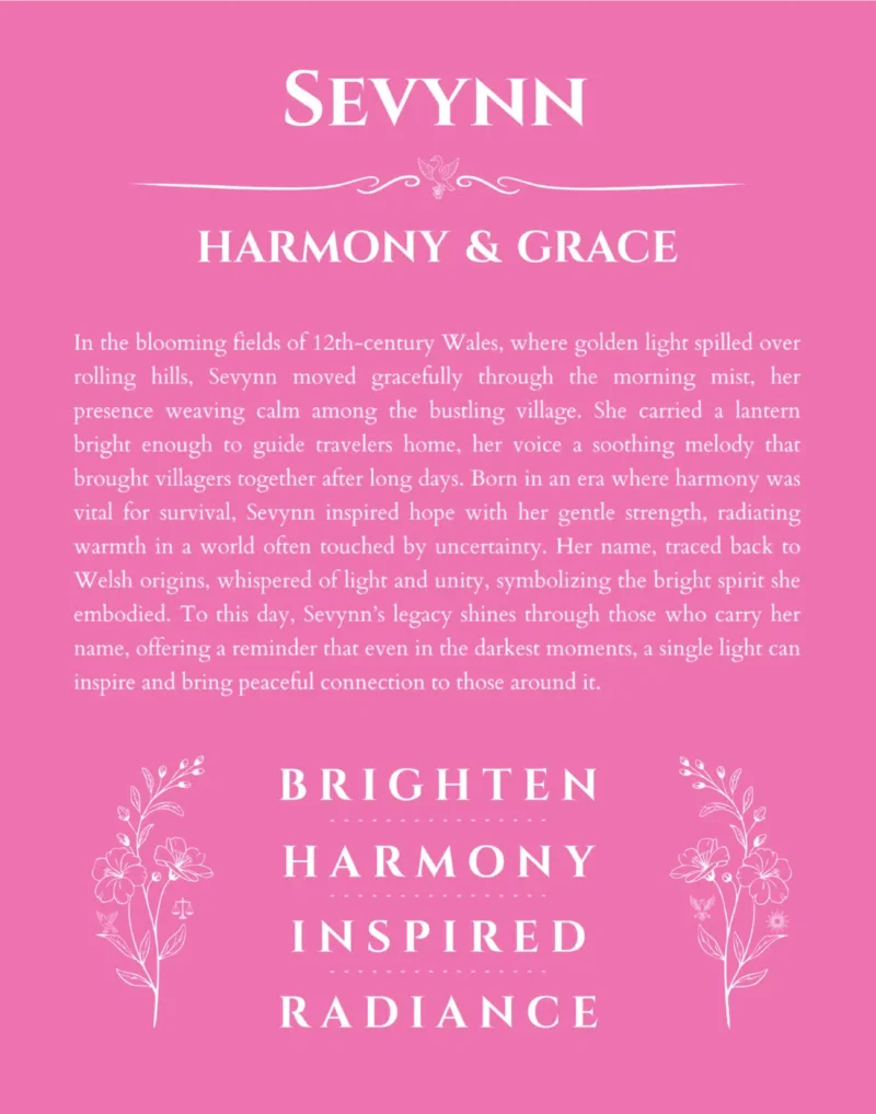 Sevynn personalized wall art with the story of your name in pink