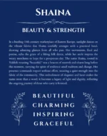 Shaina personalized name meaning print in deep blue