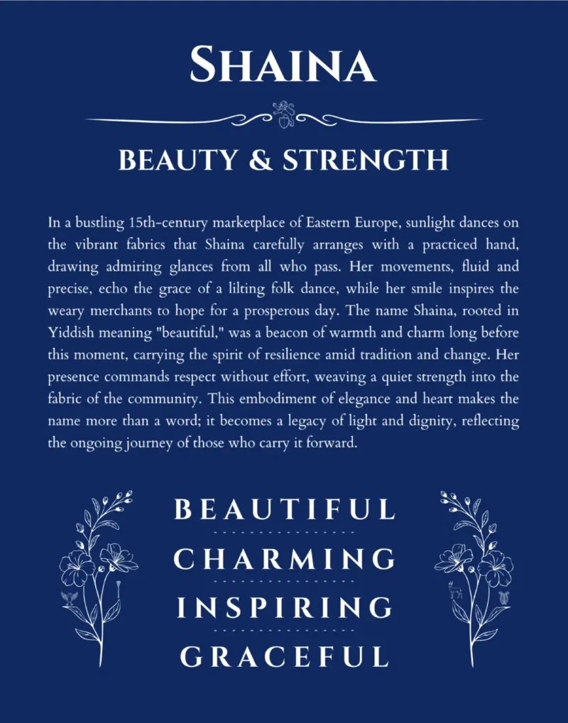 Shaina personalized name meaning print in deep blue