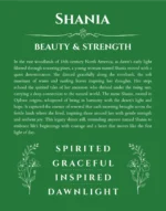 Shania custom name print for wall display in dark green