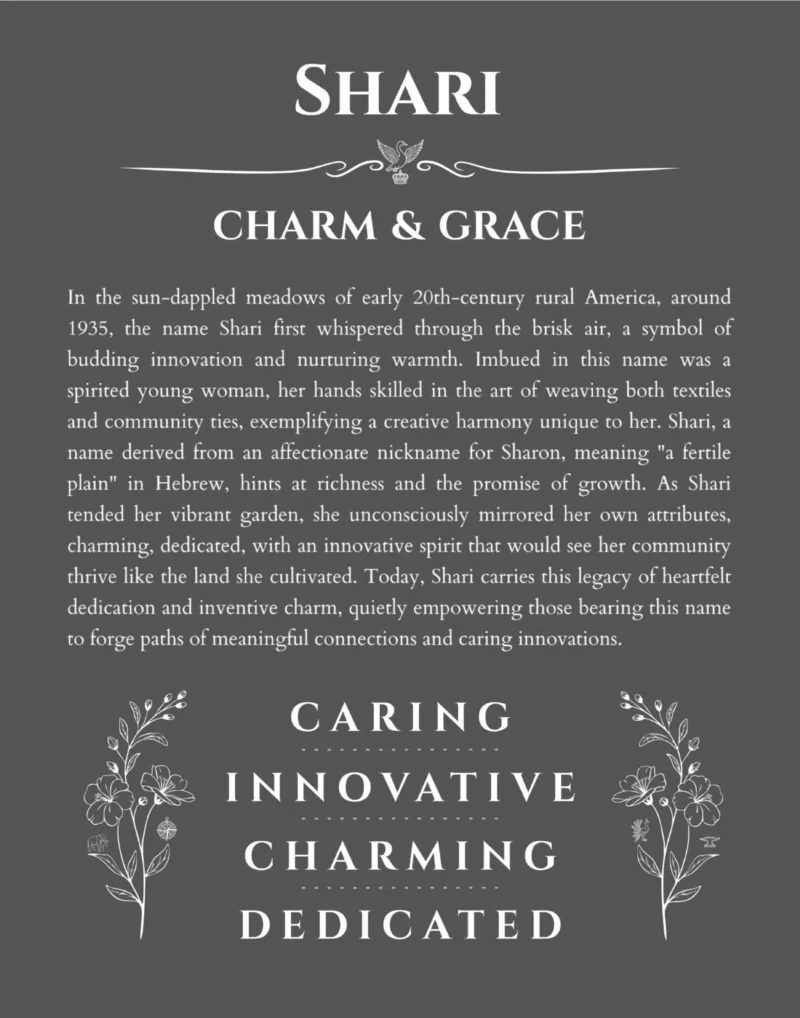 Shari name meaning gift print in gray