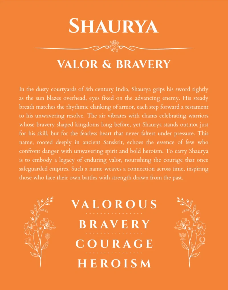 Shaurya name meaning wall art by Get Your Story in orange