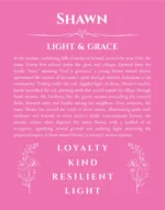 Shawn personalized wall art with the story of your name in pink