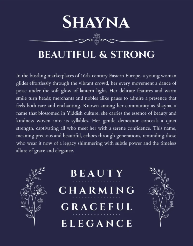 Shayna personalized name meaning print in navy blue