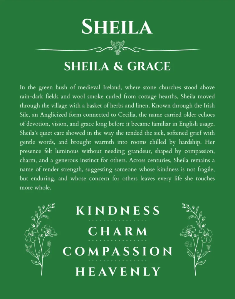 Sheila custom name print for wall display in dark green