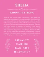 Shelia personalized wall art with the story of your name in pink