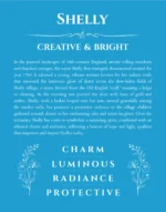 Shelly name origin print with meaning and traits in blue