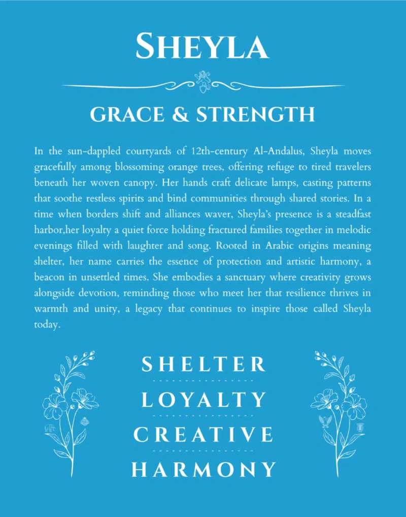 Sheyla personalized name meaning print in blue