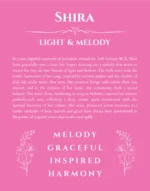 Shira name origin print with meaning and traits in pink