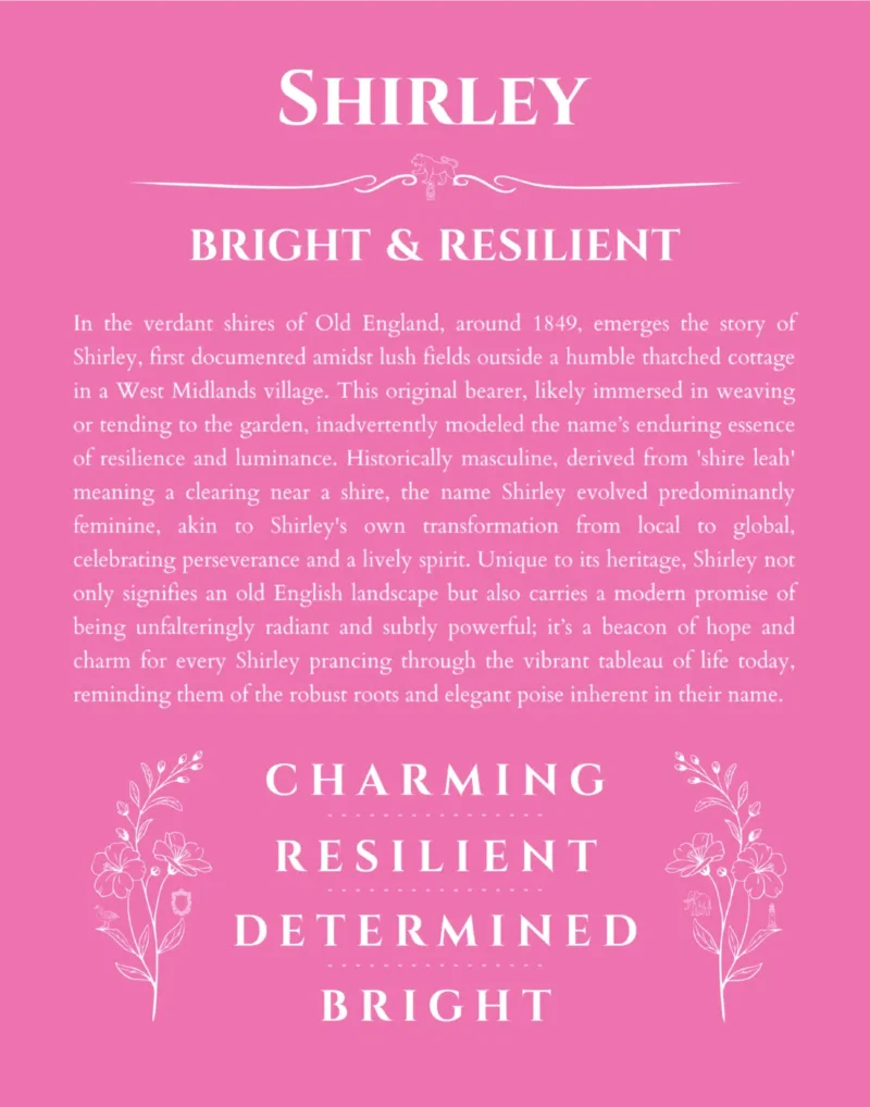 Shirley name meaning wall art by Get Your Story in pink