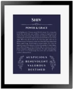 Shiv name meaning wall art by Get Your Story in navy blue with black matte frame