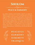 Sholom name meaning wall art by Get Your Story in orange