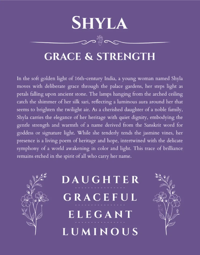 Shyla custom name meaning print in purple
