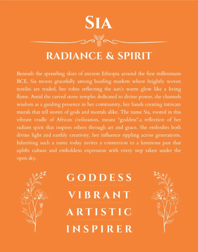Sia custom name meaning print in orange