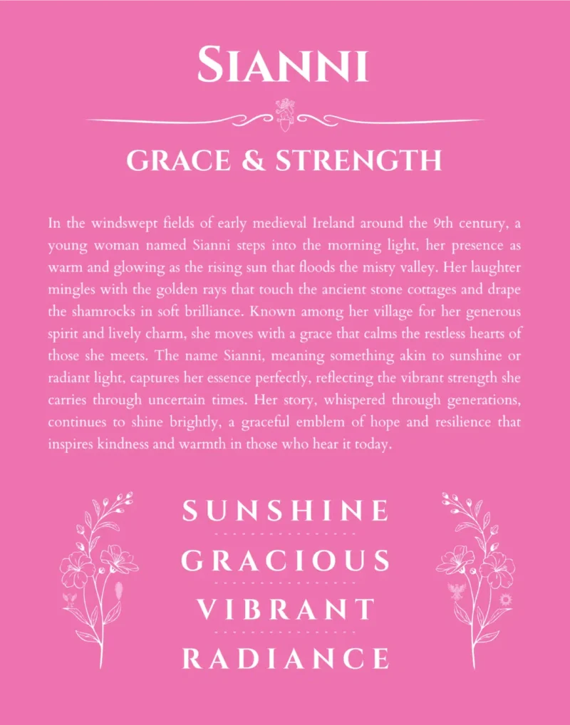 Sianni name meaning gift print in pink
