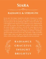 Siara name origin print with meaning and traits in orange