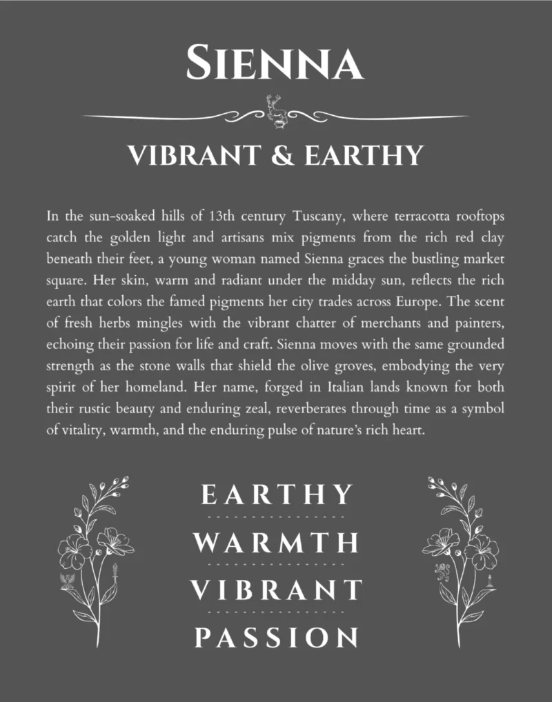 Sienna personalized name print with origin and traits in gray