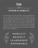 Sir name origin print with meaning and traits in gray