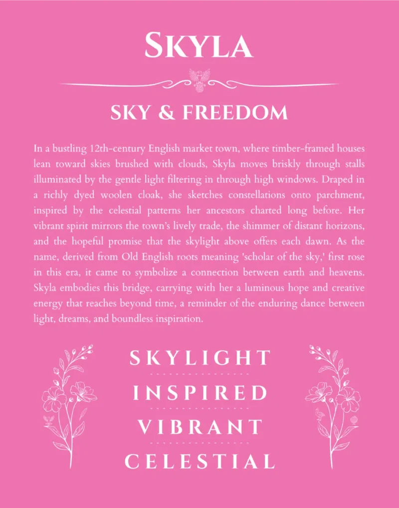 Skyla custom name print for wall display in pink