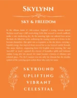 Skylynn custom name art showing meaning and origin in orange