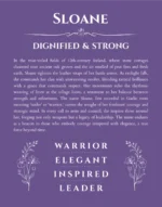 Sloane custom name art showing meaning and origin in purple