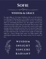 Sofie personalized name print with origin and traits in navy blue