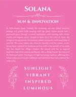 Solana personalized name print with origin and traits in pink