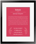 Solei name meaning wall art by Get Your Story in red with black matte frame